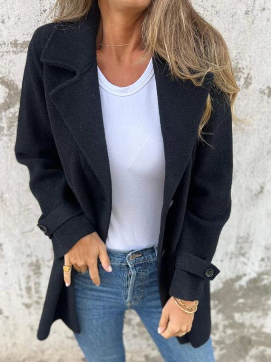 Full Size Single-Breasted Long Sleeve Jacket