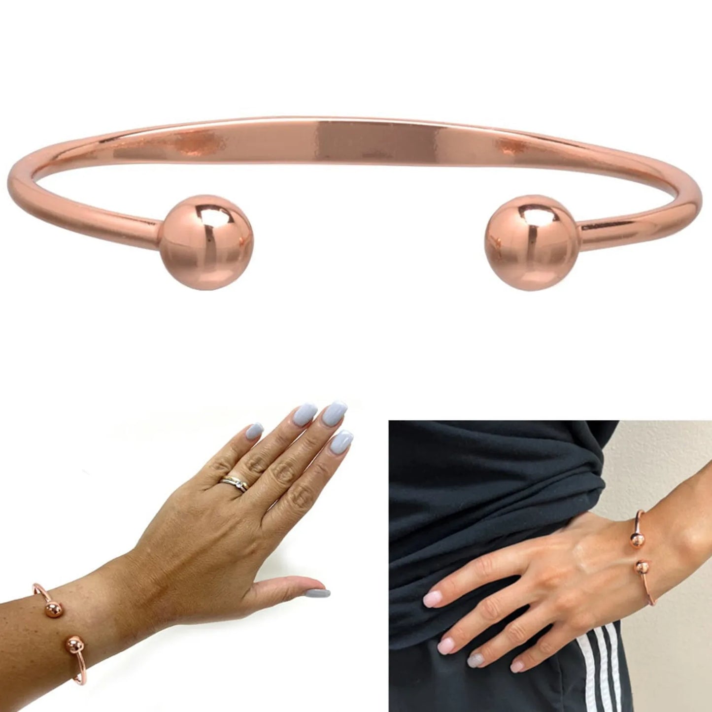 Copper Bangle Copper Cuff Bracelet Adjustable Open Bracelet Ring For Women Men Solar Dive Watch Necklace