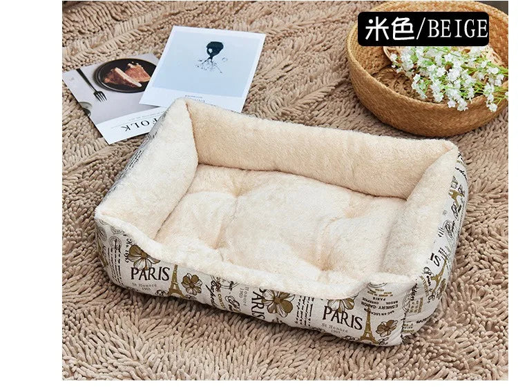 Warm Corduroy Padded Dog Bed