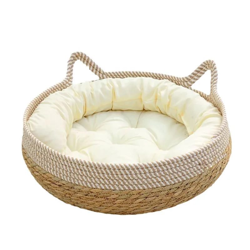 OUZEY 2024 New Rattan Woven Cat Bed