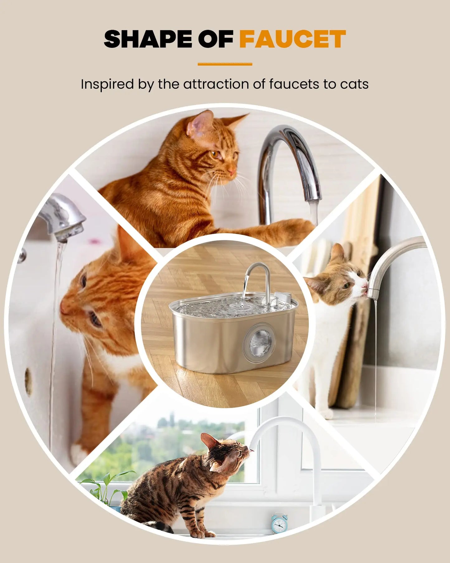 Cat water Fountain NautyPaws 3.2L stainless steel