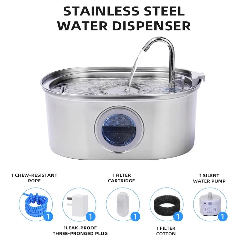 Cat water Fountain NautyPaws 3.2L stainless steel