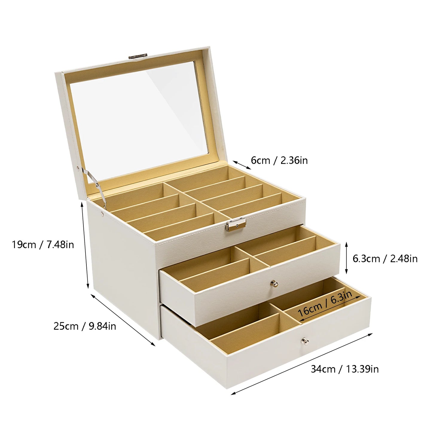 3-Tiers Sunglasses Organizer Collector - 18/24 Slots Eyeglasses Sunglass Glasses Storage Box, Eyeglasses Eyewear Display Case