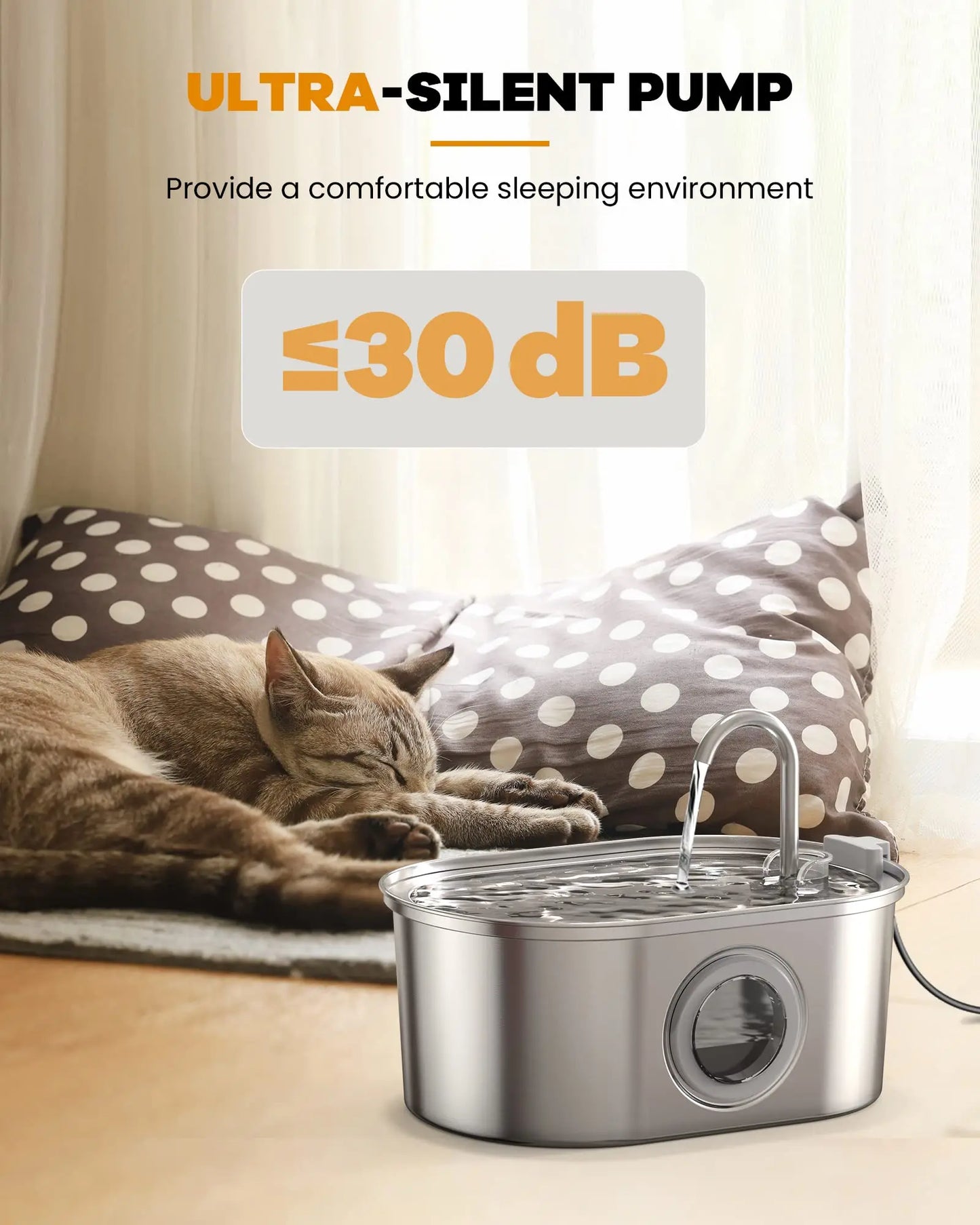 Cat water Fountain NautyPaws 3.2L stainless steel