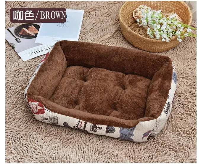 Warm Corduroy Padded Dog Bed