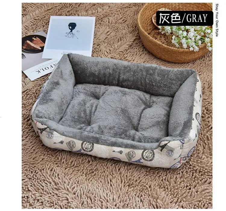 Warm Corduroy Padded Dog Bed