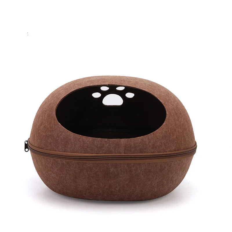 Cat Bed Artificial Felt House for Cats Sleeping Bag With Nest