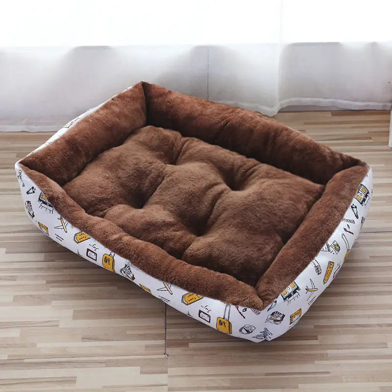 Warm Corduroy Padded Dog Bed