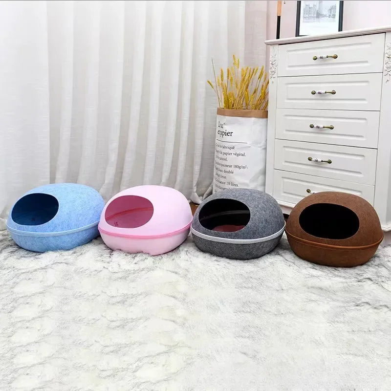 Cat Bed Artificial Felt House for Cats Sleeping Bag With Nest