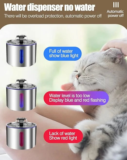 Pet Water Fountain 304 Stainless Steel Automatic 2.5L Smart Water Dispenser with Transparent Window