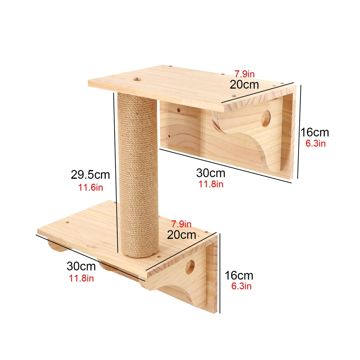 Cat Tree Cat Wall Mounted Climbing Wooden Shelves Posts Ladders with Hammock