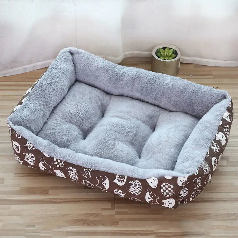 Warm Corduroy Padded Dog Bed