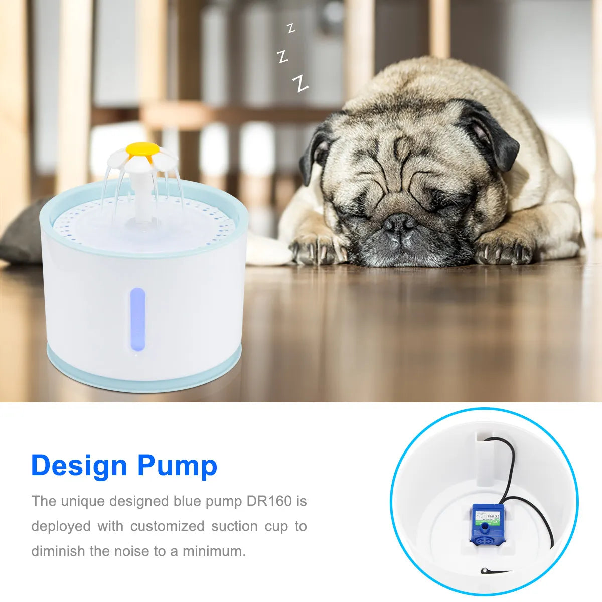 2.4L Automatic Pet Cat Water Fountain With LED Electric USB